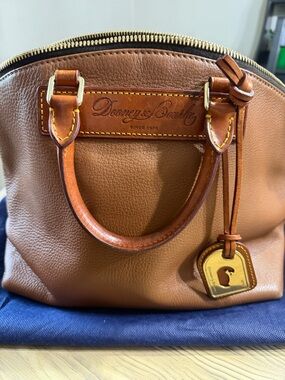 Dooney & Bourke Brown Leather Satchel with Gold Hardware